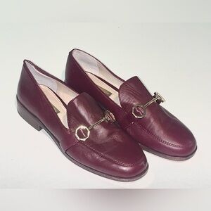 Louise et Cie Women's Burgundy Loafers with Gold